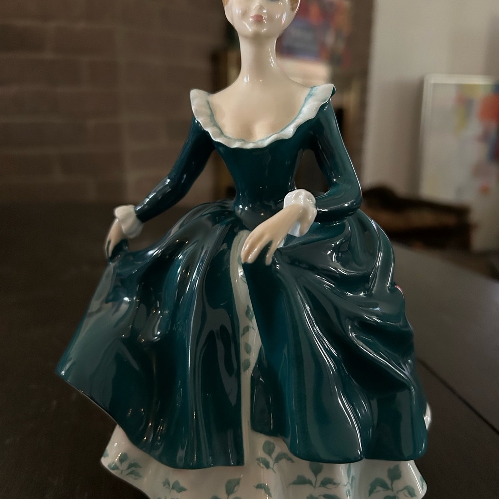 Elegant Teal Porcelain Figurine